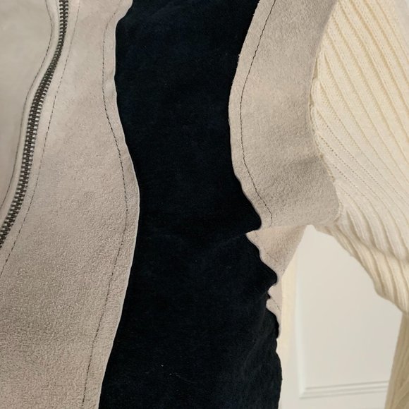 Alfa small suede look tan/black knit top - Picture 3 of 5